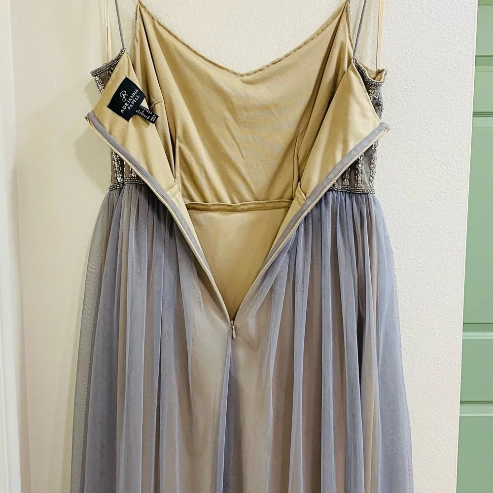 Adrianna Papell x BHLDN LAURENT Silver and Gray beaded Maxi Dress size 6
